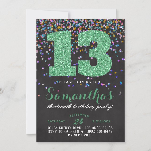 13th Birthday Confetti Invitation (Front)