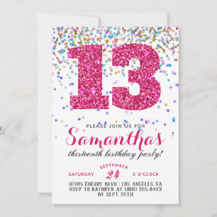 13th Birthday Confetti Invitation