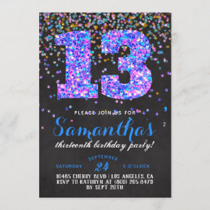 13th Birthday Confetti Invitation