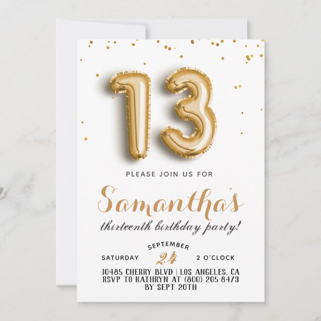 13th Birthday Confetti Invitation (Front)
