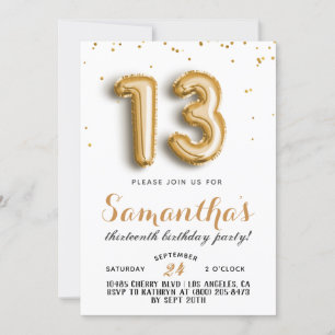 13th Birthday Confetti Invitation