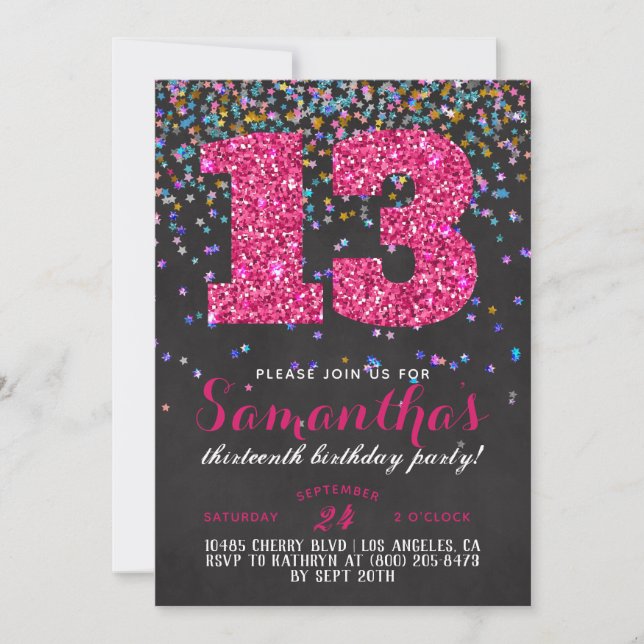 13th Birthday Confetti Invitation (Front)