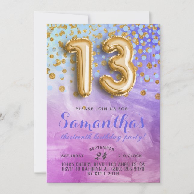 13th Birthday Confetti Invitation (Front)