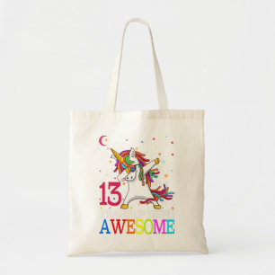 13th Birthday Dabbing Unicorn Party Gift 13 Years Tote Bag