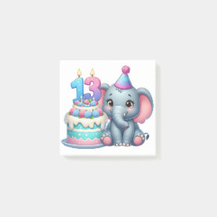 13th Birthday Elephant Cake Post-it Notes