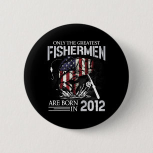 13th Birthday Fishermen Usa Flag 13 Year Old Fishi 6 Cm Round Badge