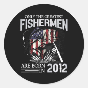 13th Birthday Fishermen Usa Flag 13 Year Old Fishi Classic Round Sticker