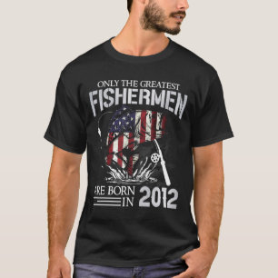 13th Birthday Fishermen Usa Flag 13 Year Old Fishi T-Shirt