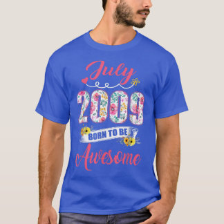 13th Birthday Floral Gift for Womens Born in July  T-Shirt