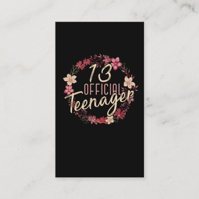 13th Birthday Flower 2008 Official Teenager Girl Business Card (Front)