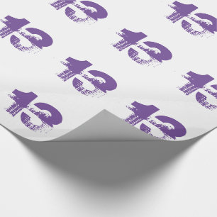 13th birthday for anyone, purple on white. wrapping paper