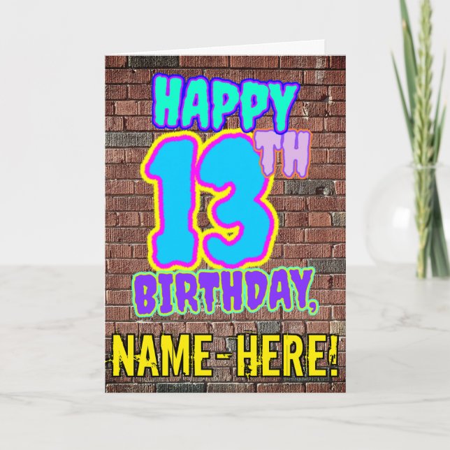 13th Birthday - Fun, Urban Graffiti Inspired Look Card (Front)