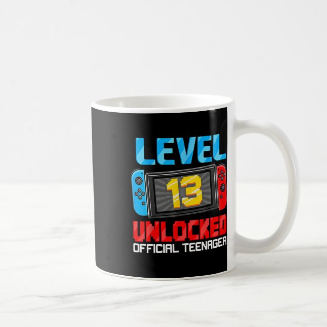 13th Birthday Game Level 13 Unlocked Official Teen Coffee Mug (Right)