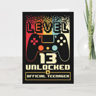 13th Birthday Gift Boys Level 13 Unlocked Official Card