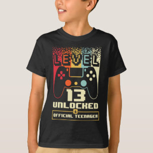13th Birthday Gift Boys Level 13 Unlocked Official T-Shirt