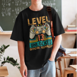 13th Birthday Gift Boys Level 13 Unlocked Official T-Shirt