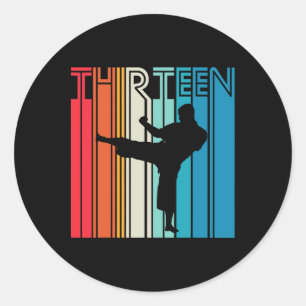 13th Birthday Gift Karate Retro Taekwondo Martial  Classic Round Sticker