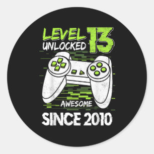 13th Birthday Gift Level 13 Unlocked Awesome 2010  Classic Round Sticker