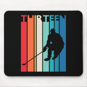 13th Birthday Gift Thirteen Vintage Hockey 13 Year Mouse Pad