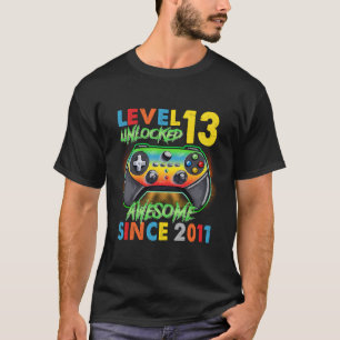 13Th Birthday Gifts Boy Level 13 Unlocked Awesome T-Shirt