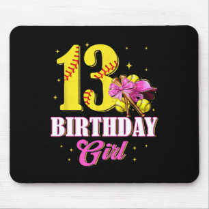 13th Birthday Girl Coquette Softll Bow 10 Year Old Mouse Pad