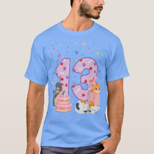 13th Birthday Girl cute Cat outfit 13 years old bd T-Shirt