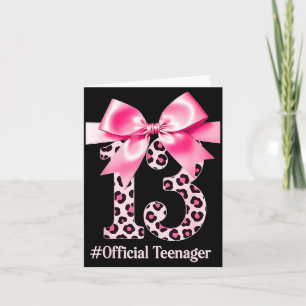 13th Birthday Girl Nk Coquette Bow Leopard 13 Year Card