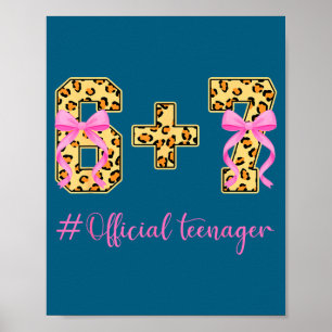 13th Birthday Girl Nk Coquette Bow Leopard 6+7 Yea Poster