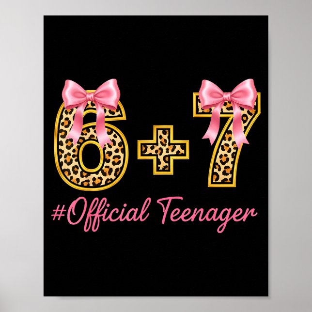 13th Birthday Girl Nk Coquette Bow Leopard 6+7 Yea Poster (Front)