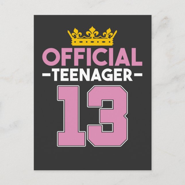 13th Birthday Girl Princess Official Teenager Postcard (Front)