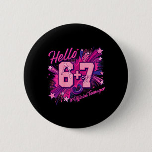 13th Birthday Girl Teenager Six Seven Coquette Bow 6 Cm Round Badge