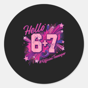 13th birthday girl teenager six seven coquette bow classic round sticker