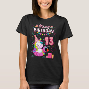 13th Birthday Girl Unicorn Duck Swimming Pool 13 Y T-Shirt