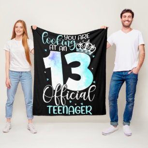 13th Birthday Girls Cute Official Teenager Birth Fleece Blanket