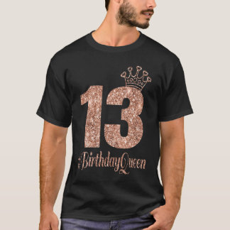 13th Birthday  Girls Double Digits Rose Coloured T-Shirt