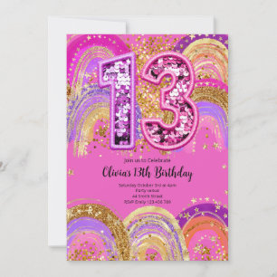 13th Birthday Girls Invitation