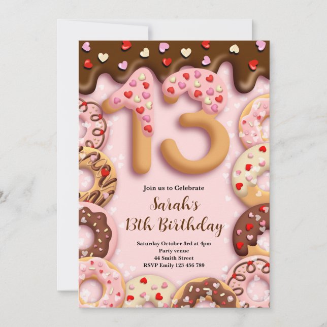 13th Birthday Girls Invitation (Front)