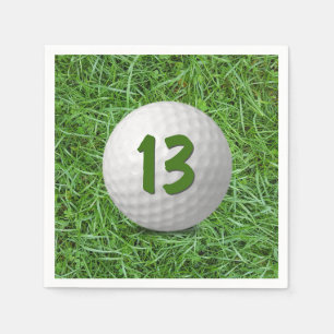 13th Birthday Golf Ball on Grass Napkins