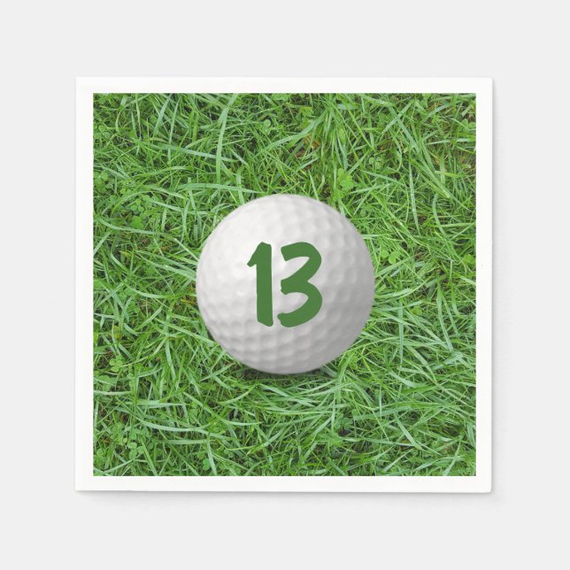 13th Birthday Golf Ball on Grass  Napkins (Front)
