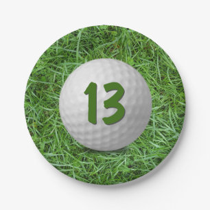 13th Birthday Golf Ball on Grass  Napkins Paper Plate