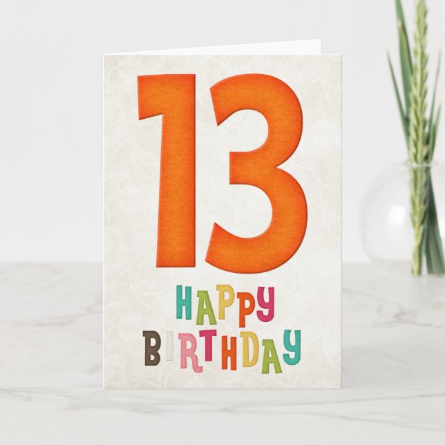 13th Birthday Happy Birthday Card Design 2 (Front)