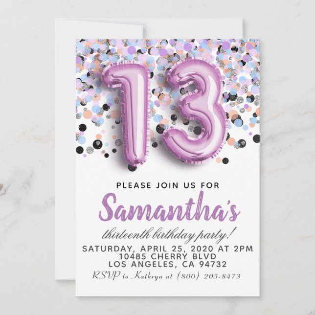 13th Birthday Invitation (Front)