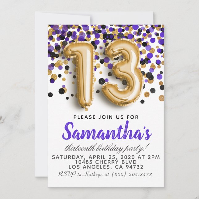 13th Birthday Invitation (Front)