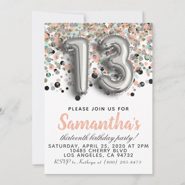 13th Birthday Invitation (Front)