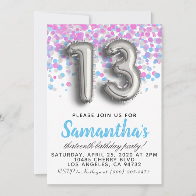 13th Birthday Invitation (Front)