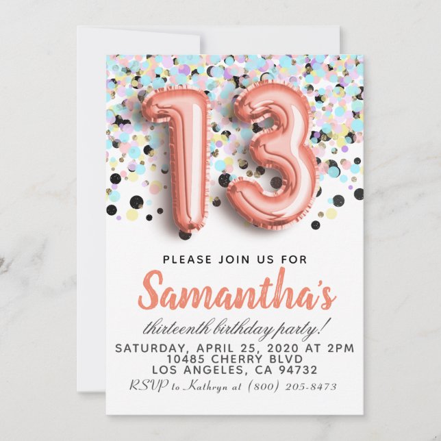 13th Birthday Invitation (Front)