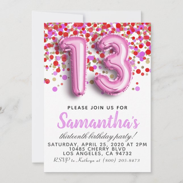 13th Birthday Invitation (Front)