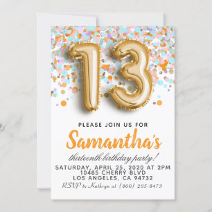 13th Birthday Invitation