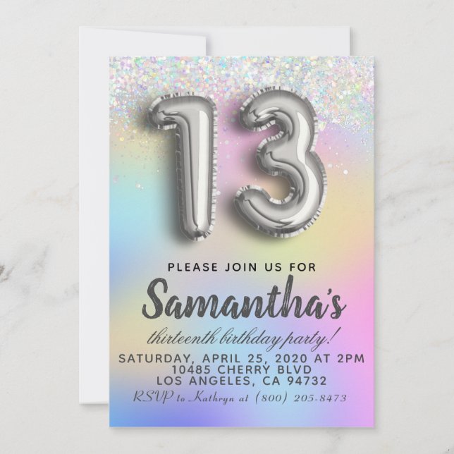 13th Birthday Invitation (Front)