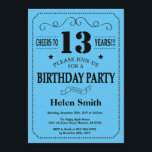 13th Birthday Invitation Black and Blue<br><div class="desc">13th Birthday Invitation Black and Blue Typography. Black and Blue Background. Kids Birthday. Male Men or Women Birthday. Kids Boy or Girl Lady Teen Teenage Bday Invite. 13th 15th 16th 18th 20th 21st 30th 40th 50th 60th 70th 80th 90th 100th. Any Age. For further customisation, please click the "Customise it"...</div>